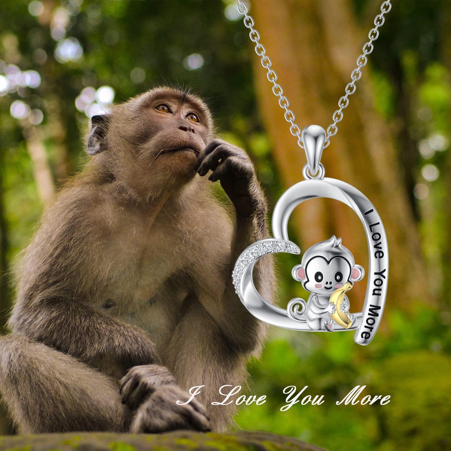 LONAGO Animal Necklace for Women 925 Sterling Silver Monkey Ladybug Pendant Necklace - Image 2