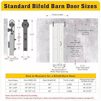 Bifold Closet Doors, 42(21 x2) x 84, 3 Lites Frosted Glass Bifold Door with Brushed Nickel Sliding Hardware Kit Set, Pre-drilled Bi fold Barn Door Slab, 3.83FT Track for 2 Doors