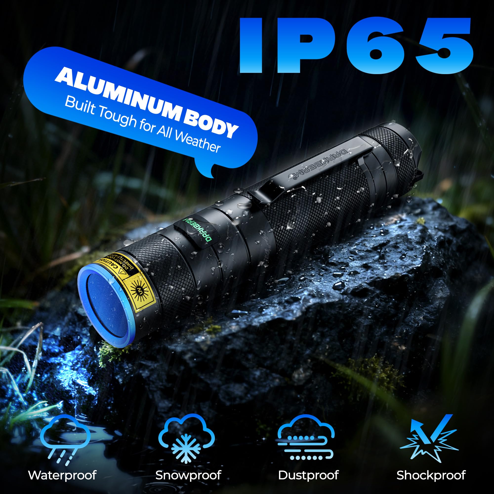 DARKBEAM Latarka UV 365nm Black Light LED [4-rdzeniowy] Potężne ładowalny USB, Mini Czarne światło Lampa Latarki ultravioletowa, Detektor moczu, do bursztynu, utwardzania żywicy uv, szkła uranowego