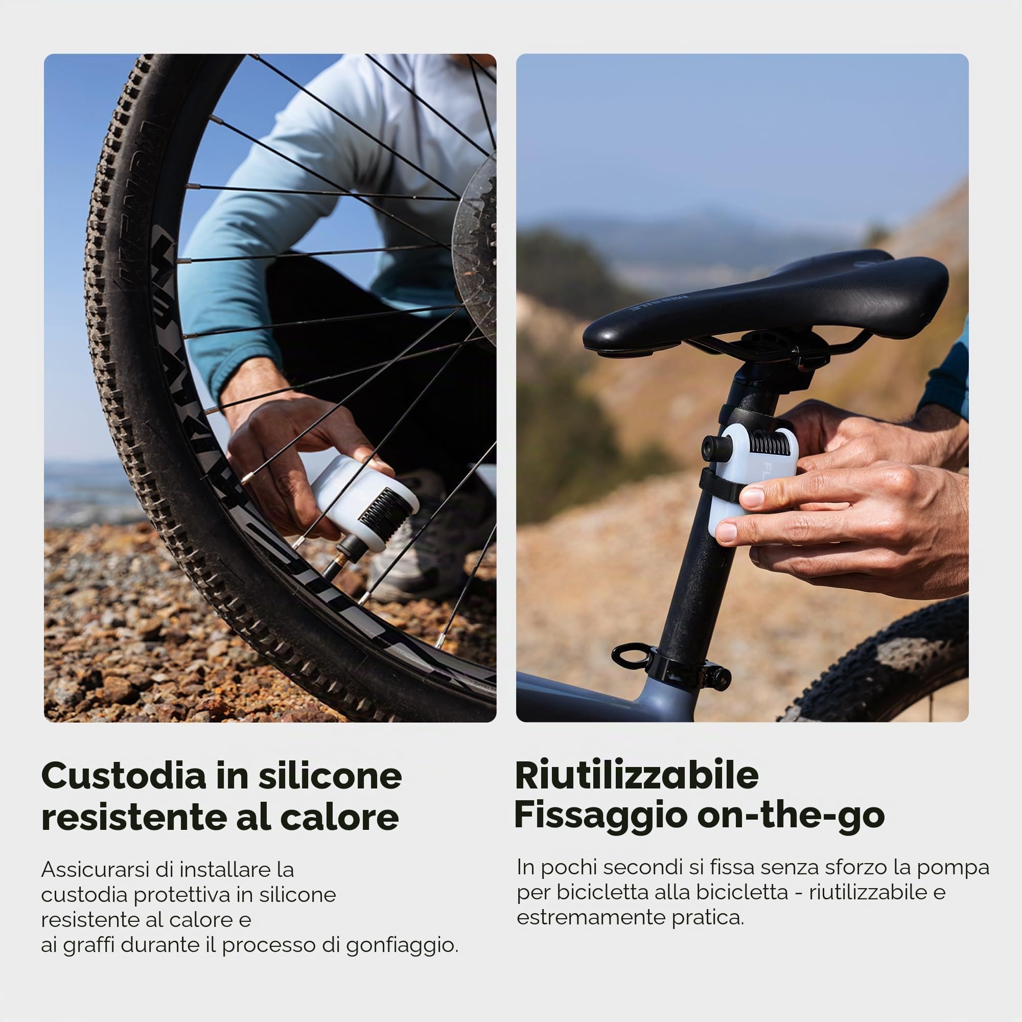 FLEXTAILGEAR TINY BIKE PUMP, Pompa Bici Portatile, Pompa Bicicletta Elettrica, 100 PSI in Soli 80 Secondi, Ultra Mini con Valvole Shrader e Presta per Ciclismo MTB Strada Mountain Bike