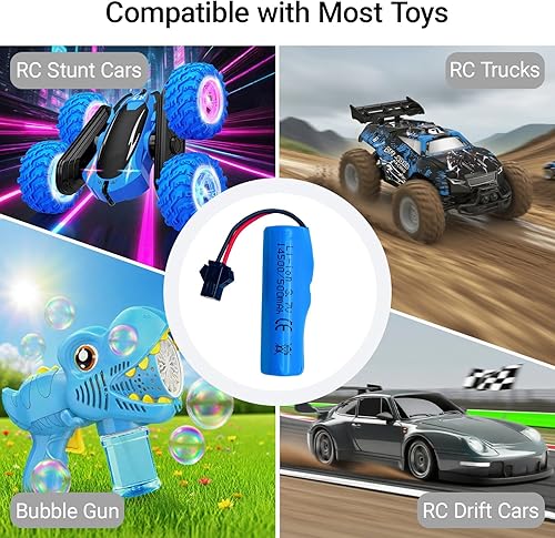 Miniatura 3 de Batería recargable de iones de litio de 3.7 V 500 mAh, enchufe SM-2P para auto de acrobacias RC de doble cara, pequeño bote a control remoto,