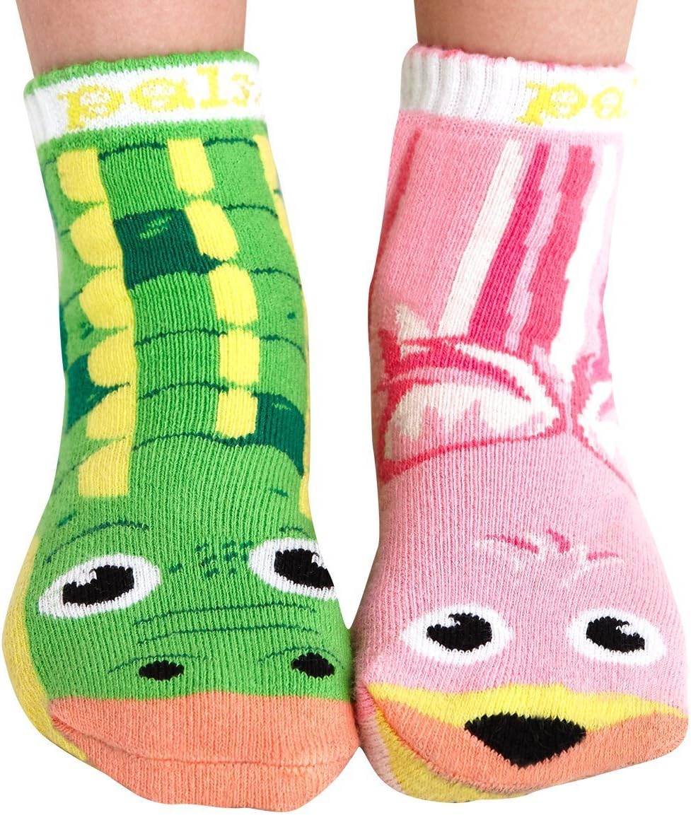 Toddler Alligator & Flamingo Socks - Cute Mismatched Animal Friends