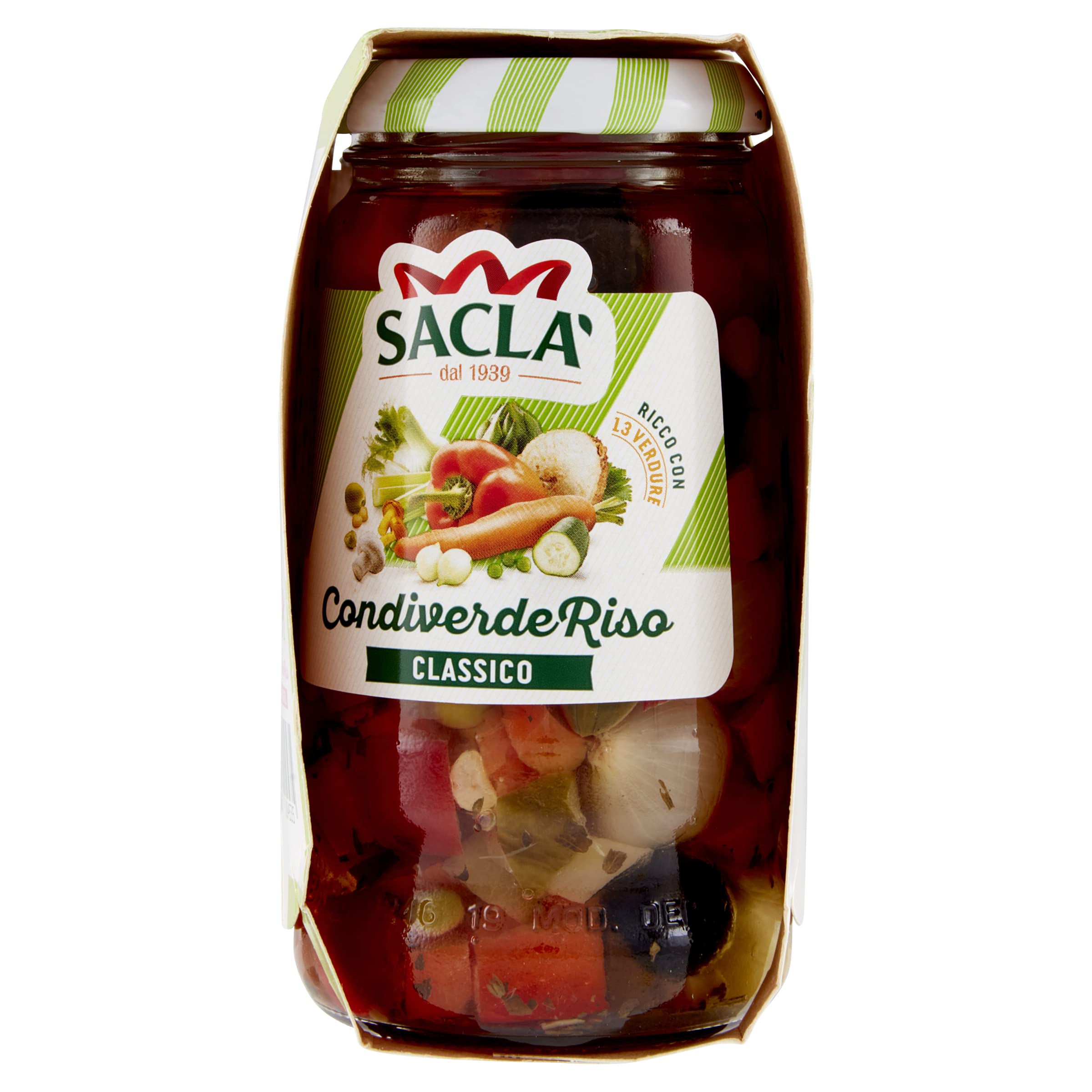 Saclà, Condiverde Riso Classico Duo, Condimento di Mix di Verdure per Insalata di Riso e altri Cereali, Vaso Vetro, 2x290g, Confezione da 6 pezzi