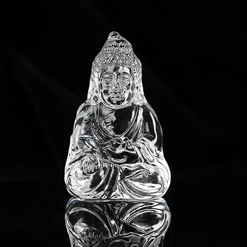 Miniatura 3 de Reyife Estatuas de Buda de cristal transparente curativo, coleccionables y figuras para meditación, yoga, decoración zen, decoración del hogar