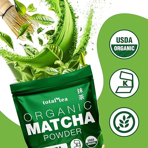 Miniatura 4 de Polvo de té verde matcha orgánico (4 onzas)  Polvo orgánico certificado USDA para café con leche, té y batidos  Kosher, sin OMG y té de frutas rico