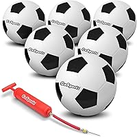 GoSports Rubber Soccer Balls Size 5, 6 Pack with Pump & Mesh Bag | Durable All-Weather for Any Surface
