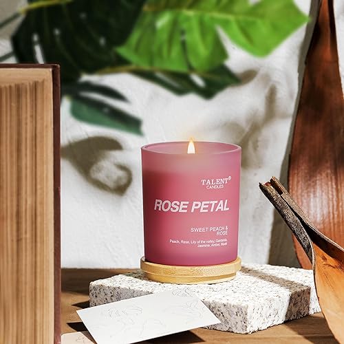 Miniatura 2 de Velas para el hogar, cera de soja natural, vela perfumada para aliviar el estrés y relajación, melocotón dulce y rosa, tarro mediano, ideal para