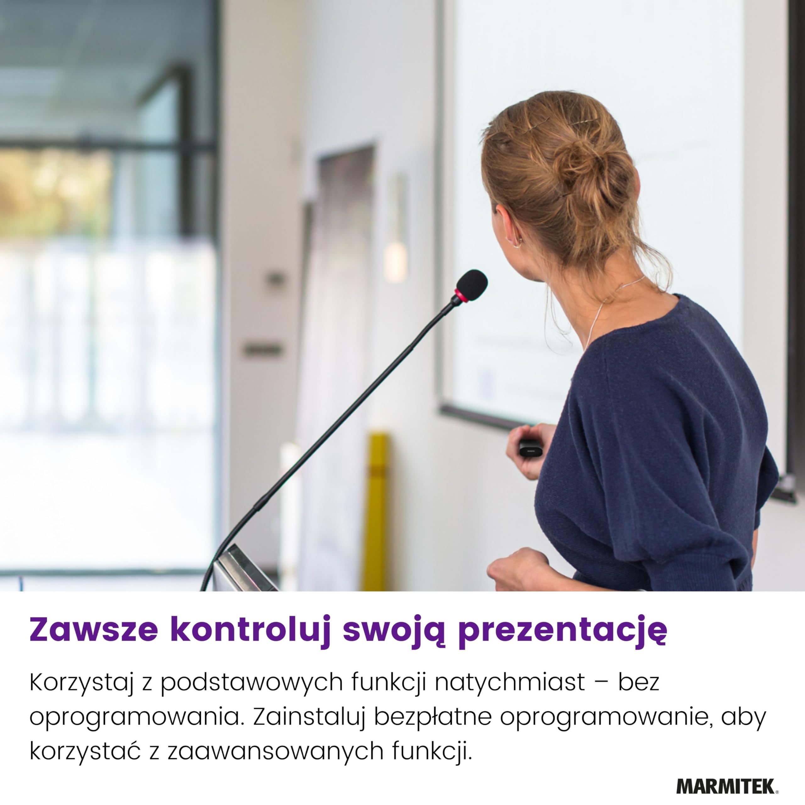 Marmitek WPR 400 - Prezenter do prezentacji cyfrowy wskaźnik Air Mouse | Zoom i zaznaczanie, odbiornik USB-C/USB-A, bezprzewodowy prezenter, Clicker PowerPoint, zasięg 100 m, Windows/Mac