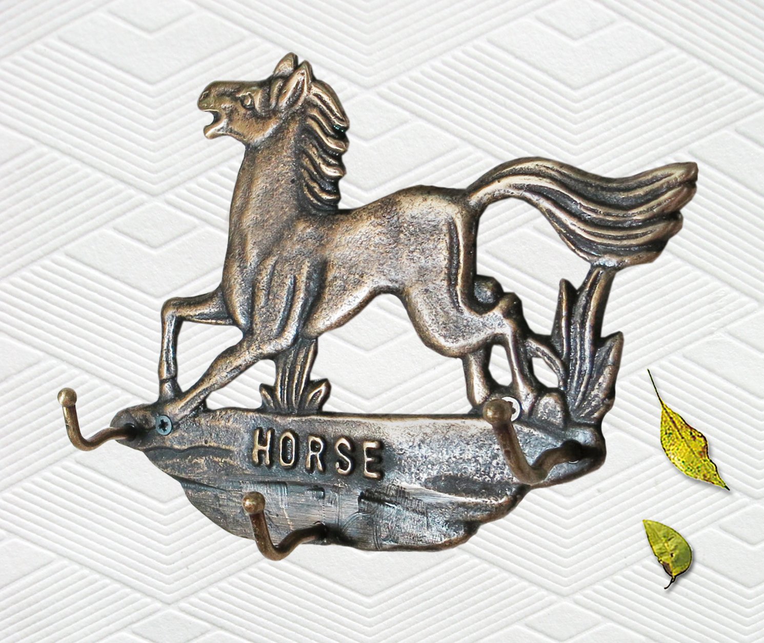Amazon.co.jp: 2個のセット、装飾真鍮Horse wall-mountハンガー、壁