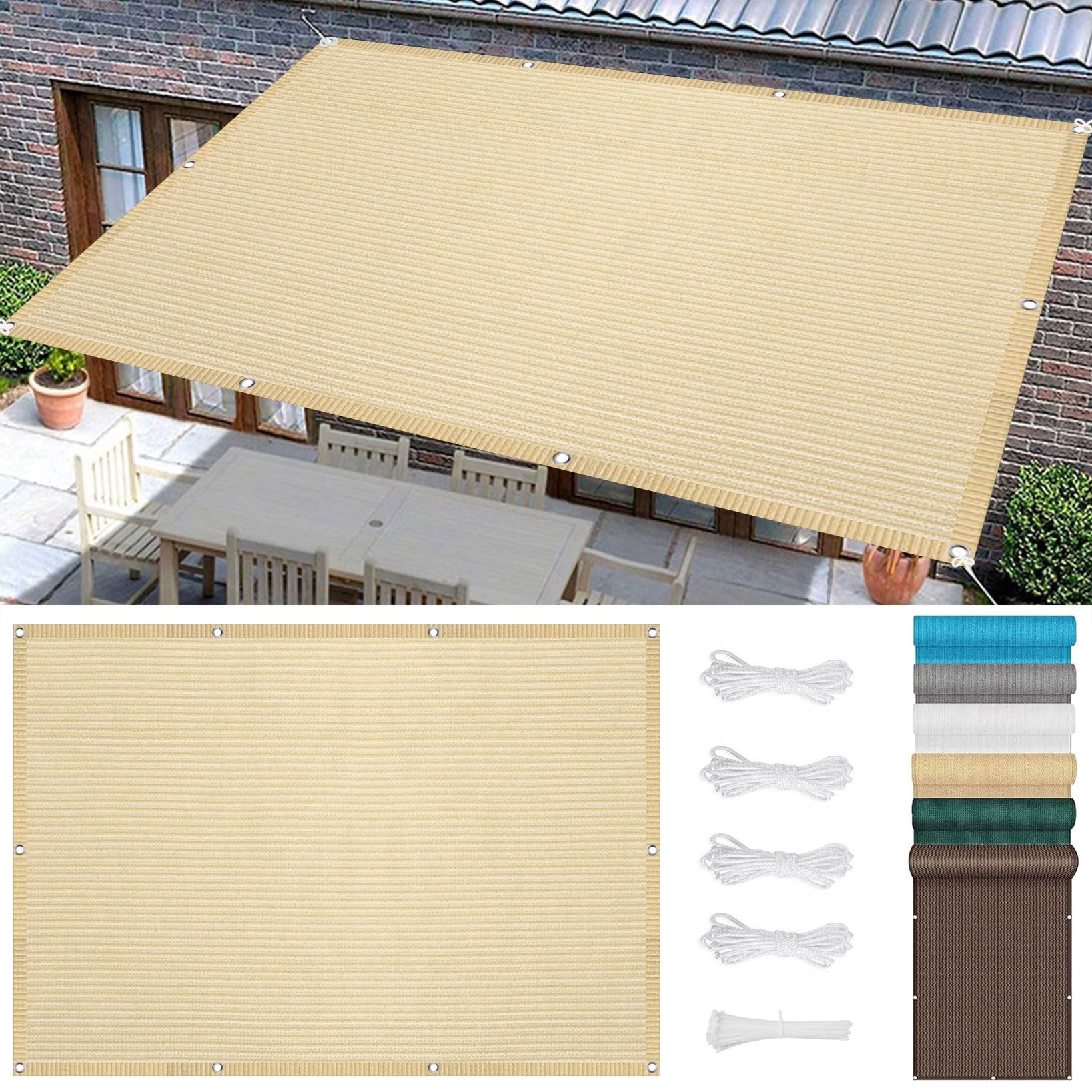 Voile d'ombrage HDPE robuste et bâche crème haut de gamme pour extérieur
