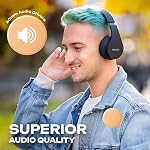 PowerLocus Wireless Bluetooth Over-Ear Stereo Foldable Headphones, Wired Headsets Noise Cancelling with Built-in Microphone for iPhone, Samsung, LG, iPad (Black)