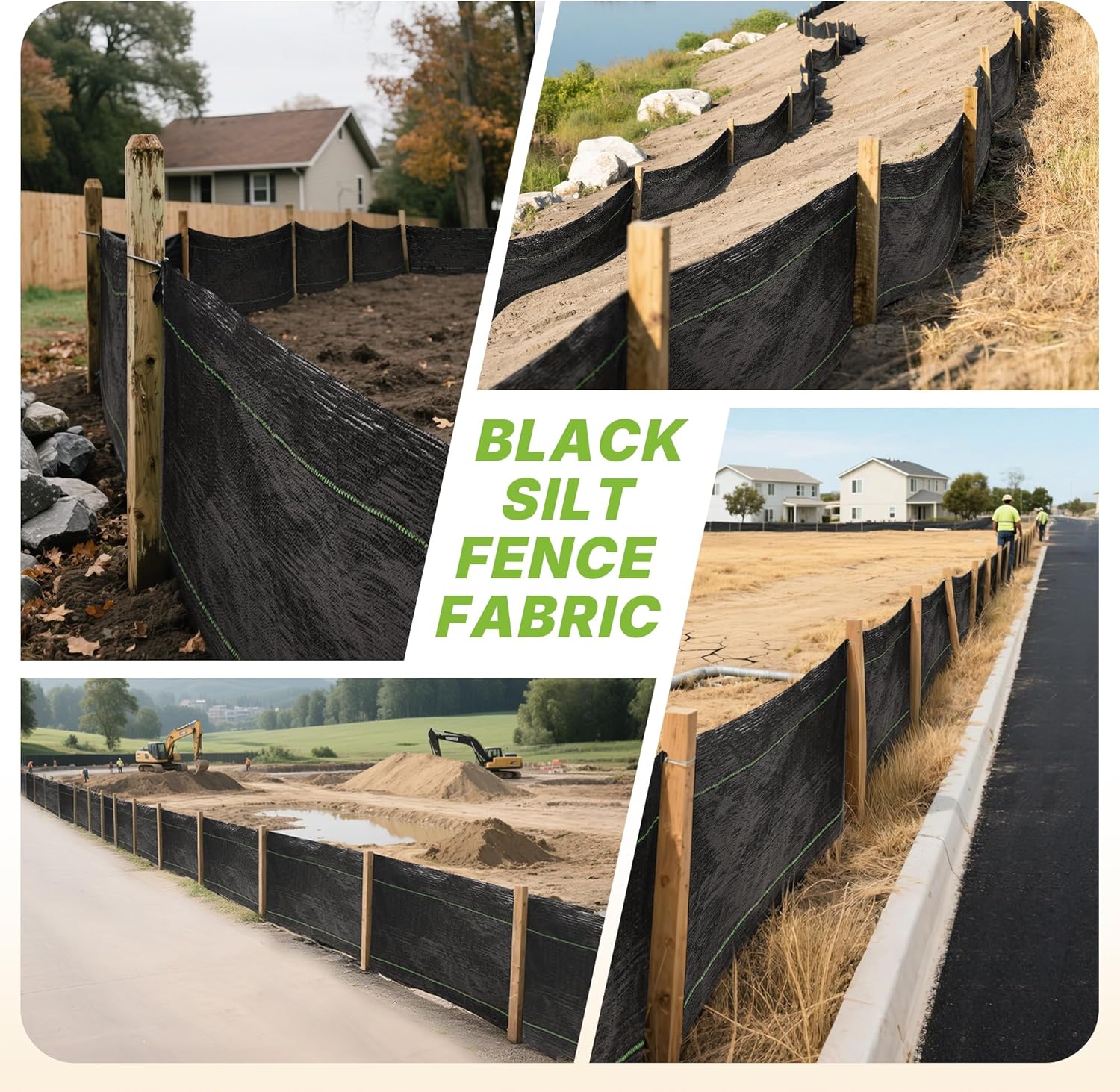 Black Silt Fence Fabric - 500ft X 3ft (3.2oz Thick) Erosion Control for Agricultural Fencing, Erosion Control, Construction Job Sites, Ground Cover Weed Barrier, Driveway Fabric