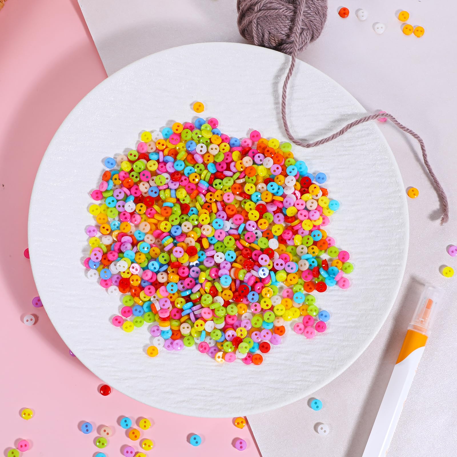 1000 Bottoni Colorati In Resina Per Cucito E DIY - Bottoni Misti Rotondi Per Artigianato - Foto 12