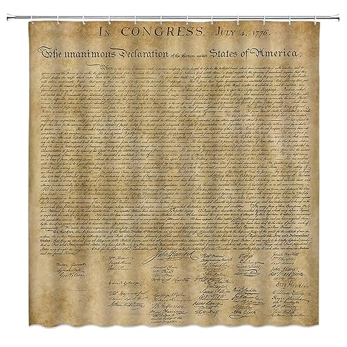 Patriotic Shower Curtain Retro American Declaration of Independence Manuscript Education