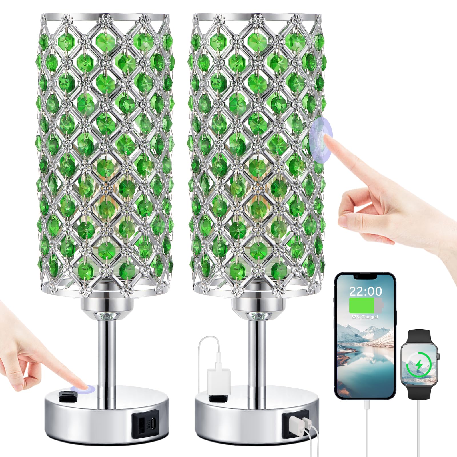 2 Pack Crystal Lamps
