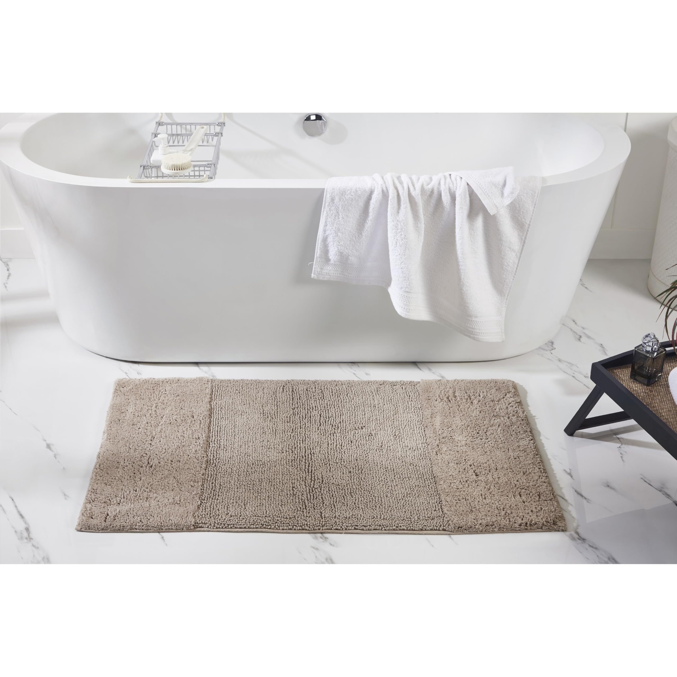 Better Trends 4 Piece Bathroom Rug Set 100 Cotton Non-Slip Washable Bath Mat Soft Absorbent Bath Rugs for