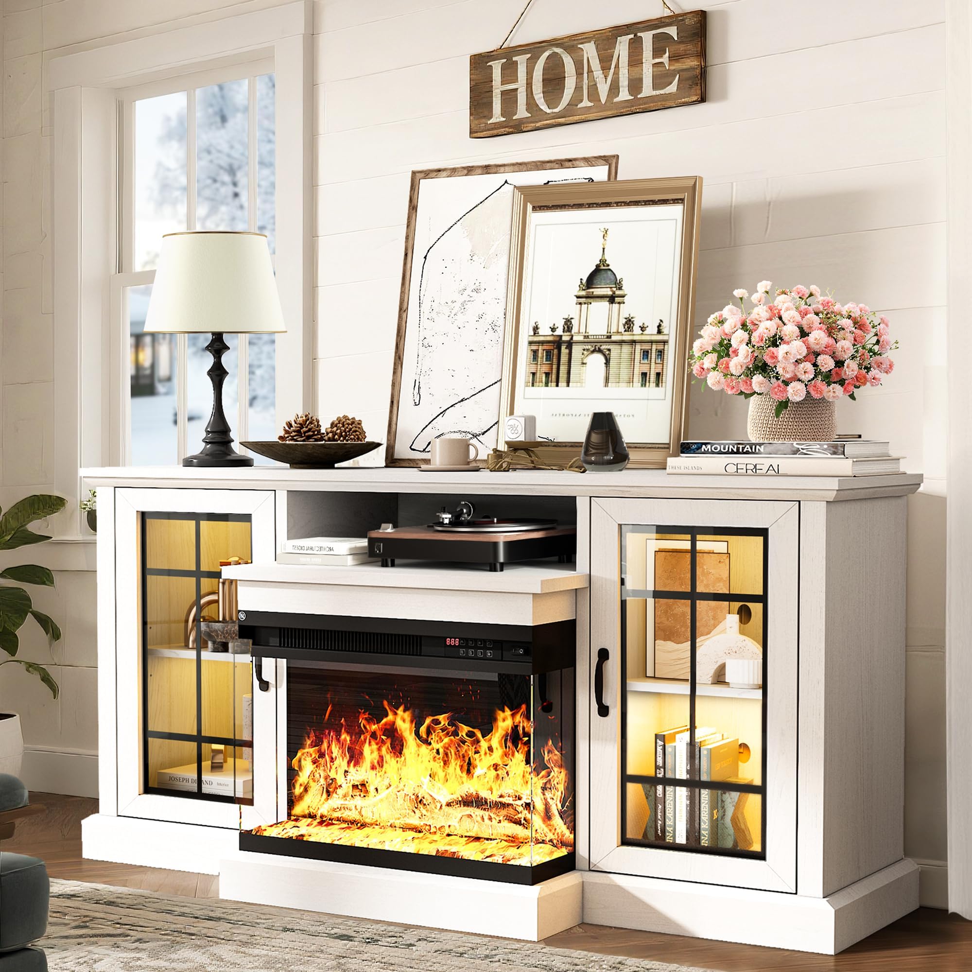 Amazon.com: MXV 59'' Fireplace TV Stand, Farmhouse Entertainment