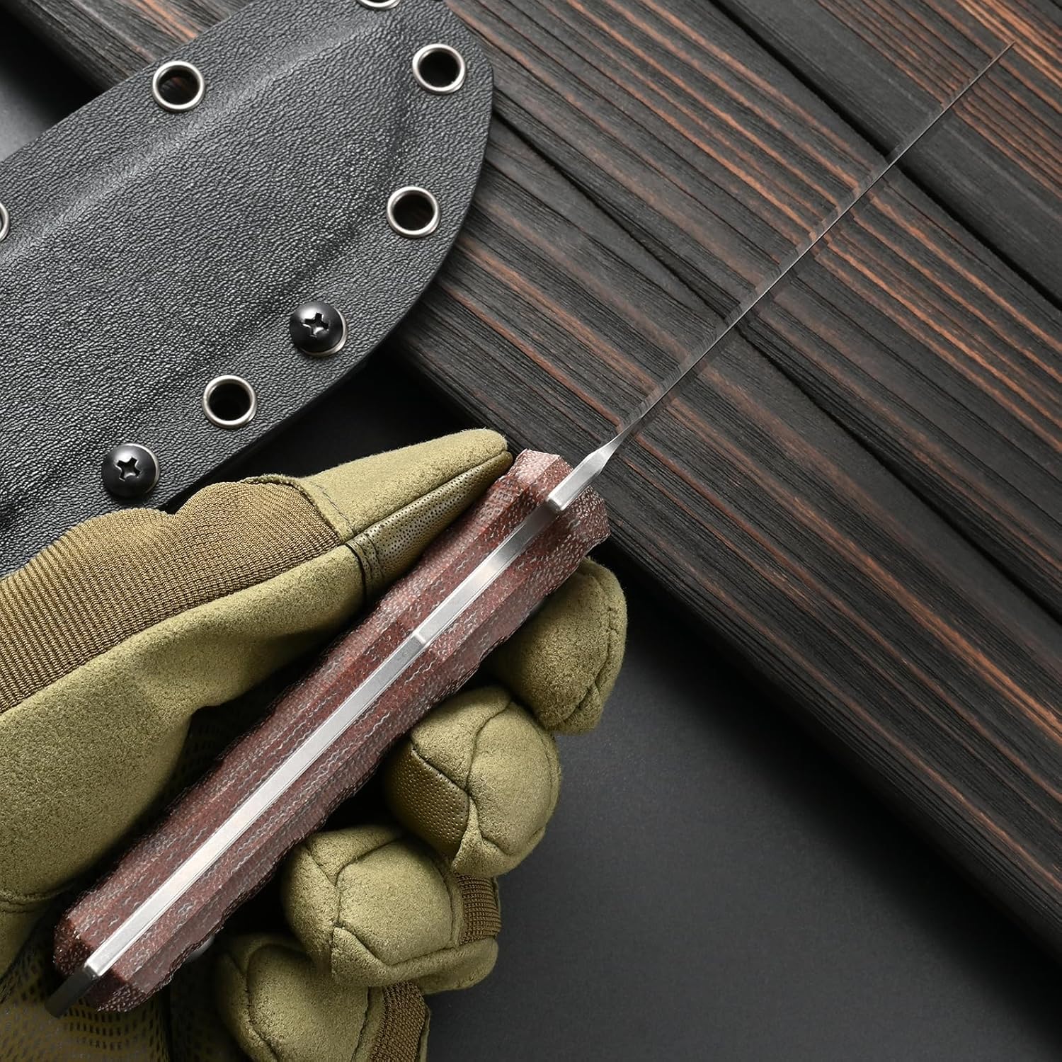 Sitivien ST23 Fixed Blade Knife AUS-8 Steel Blade Micarta Handle Full Tang EDC Tool Knife for Outdoor Camping Hiking Hunting Adventure Bushcraft(Brown)
