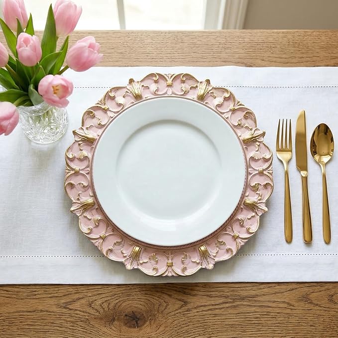 Platos Decorativos Rosas de 33 cm Juego de 6 de Plástico miniatura 8