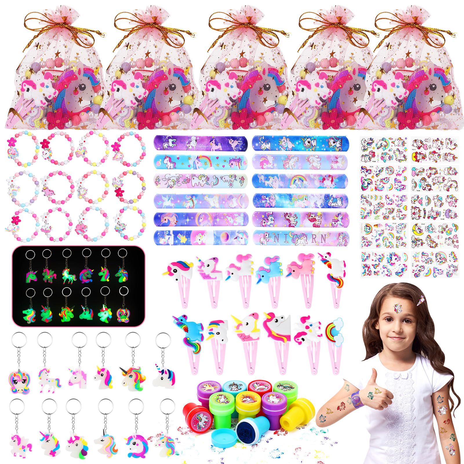 Camptrip 82 Stück Einhorn Party Mitgebsel Kindergeburtstag Mädchen, Geburtstagsdeko Kindergeburtstag Gastgeschenke Einhorn Party Geschenke für 3-12 Jahre Kinder