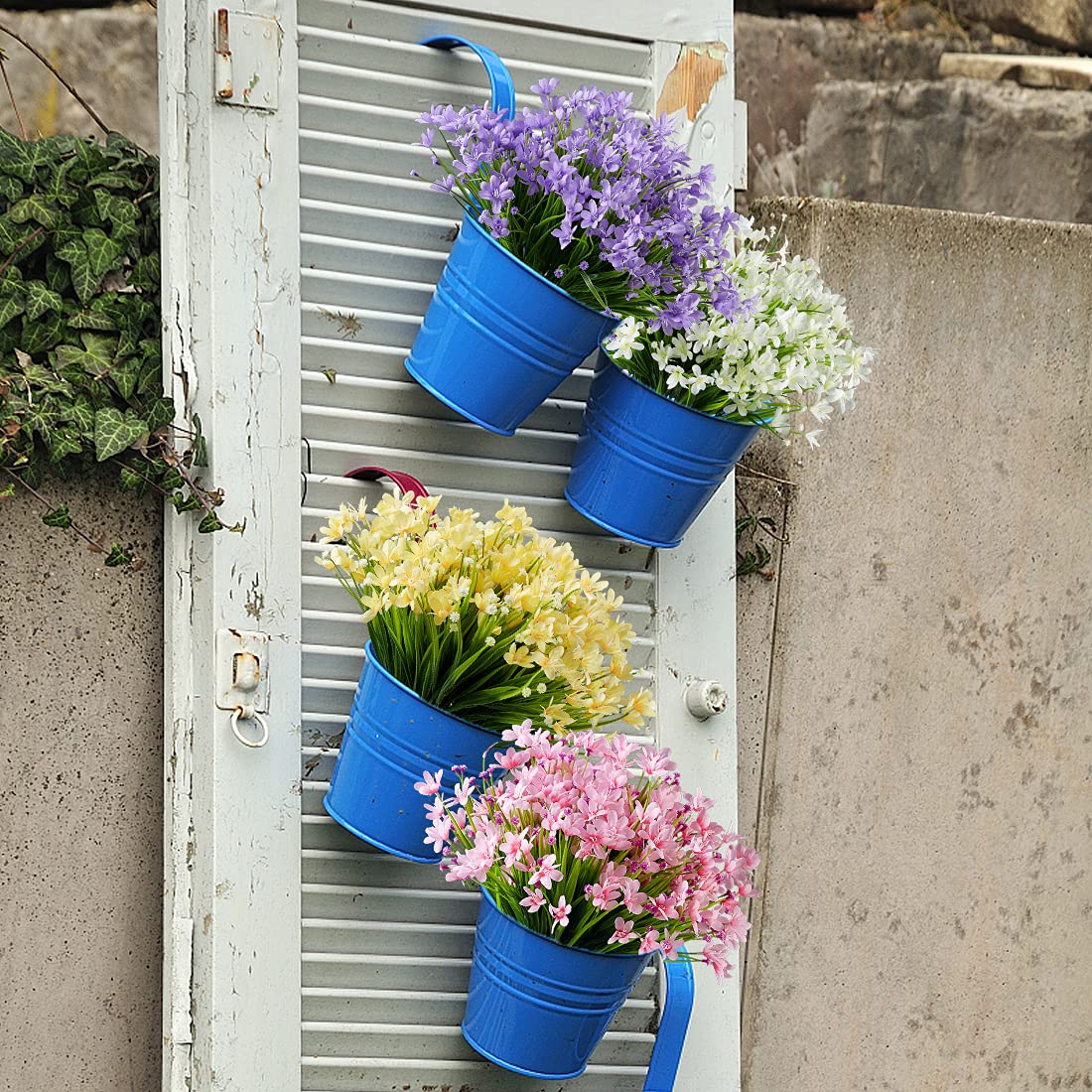 24 Bündel künstliche Narzissen, UV-beständig, kein Verblassen, künstlicher Kunststoff, Lotus für Hochzeit, Garten, hängende Pflanzgefäße, Innenbereich, Veranda, Büro, Heimdekoration (rosa)