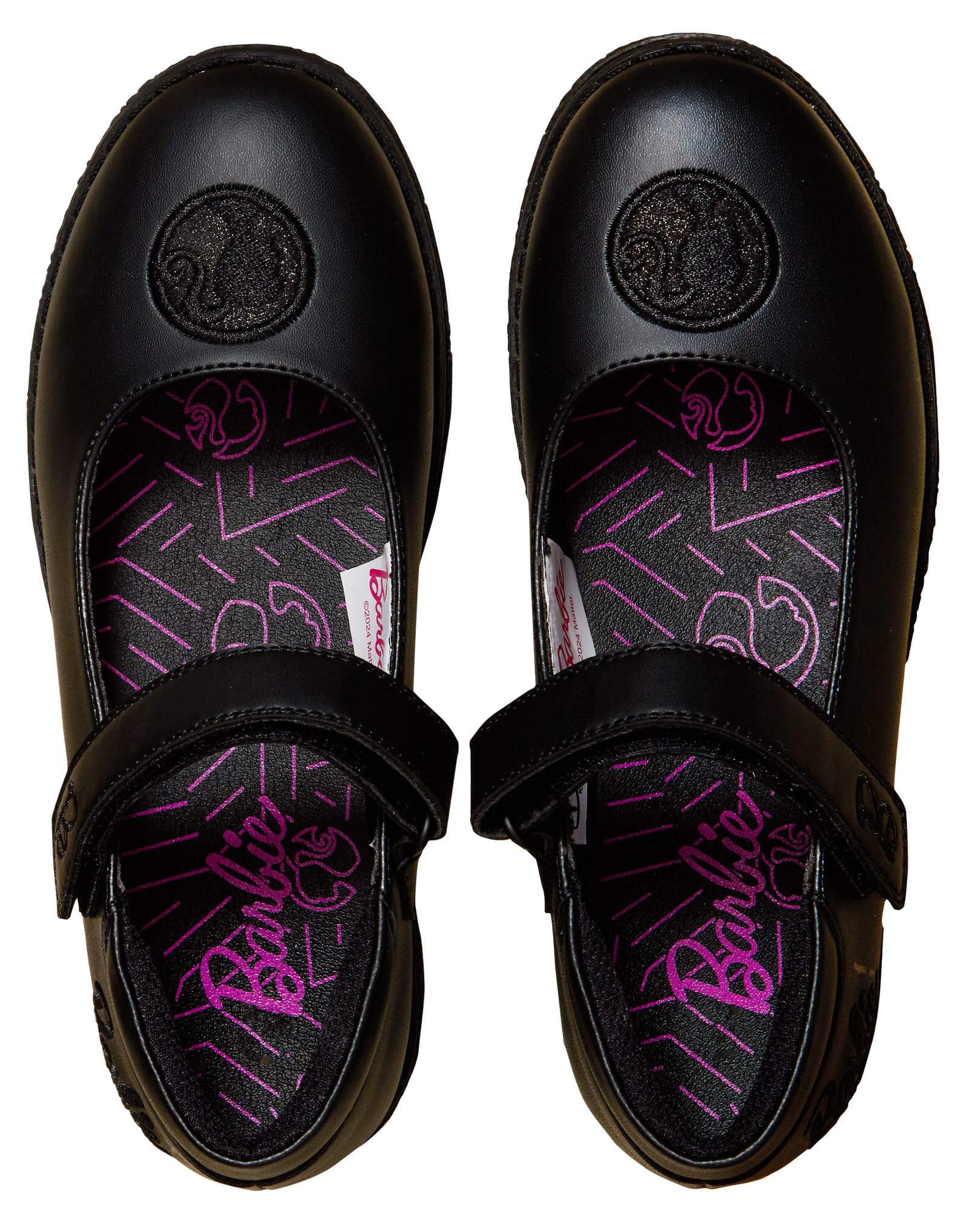 Barbie Scuola Scarpe Bambine Nero Opaco Chiusura Facile Suola Resistente Mocassini per Scuola