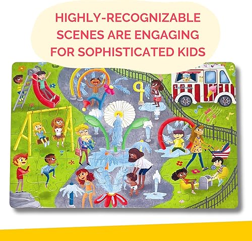 Miniatura 8 de Little Likes Kids - Rompecabezas jumbo Splash Park, 48 piezas, rompecabezas para principiantes con familia multicultural para niños preescolares en