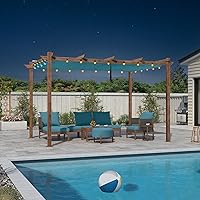 Vista 32 de PURPLE LEAF - Pérgola retráctil de 10 x 10 pies para exteriores con toldo para sol, refugio de metal para jardín, pabellón de patio, estructura