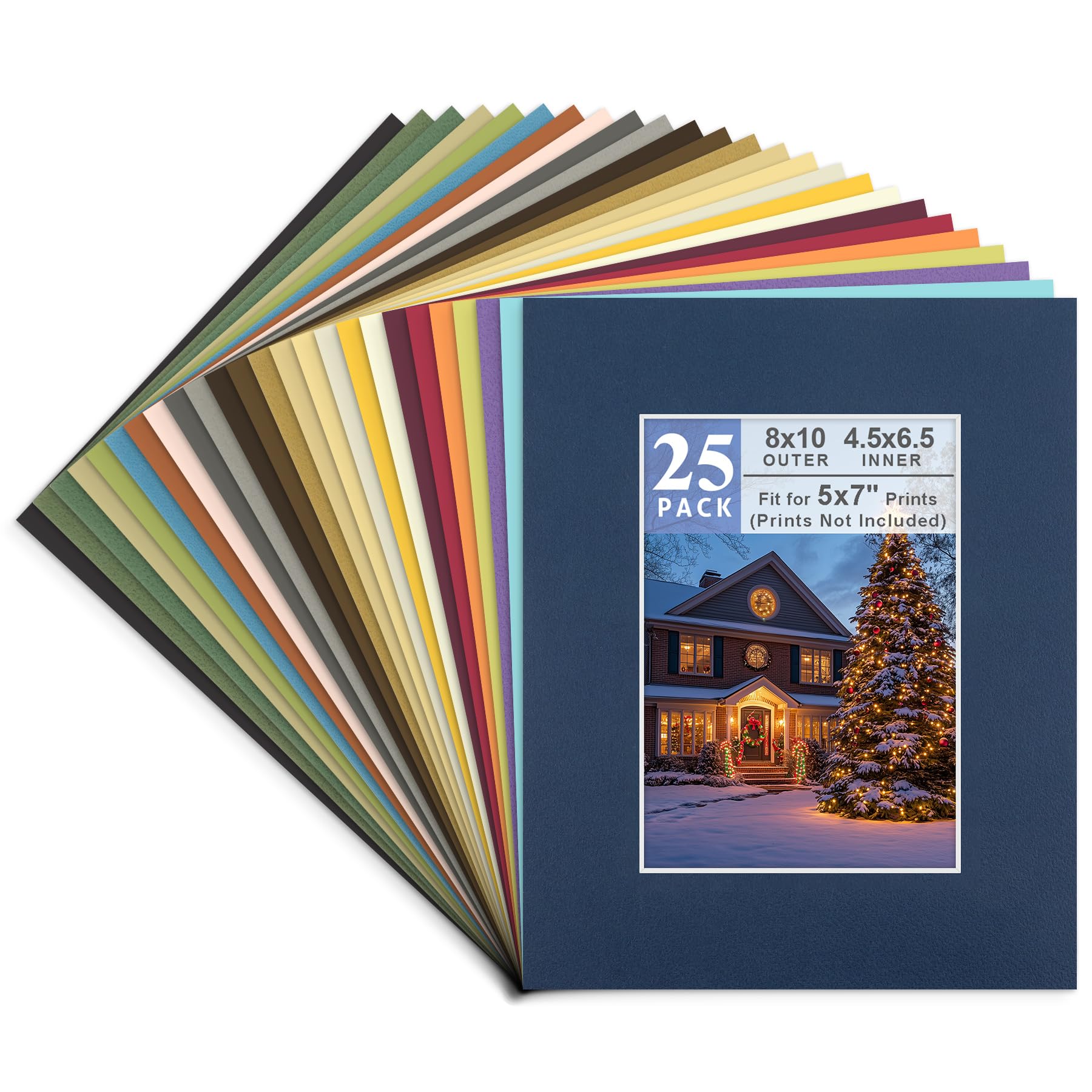 Golden State Art, Pack of 25, Acid-Free Mixed Colors Pre-Cut 8x10 Picture Mat 5x7 Photo White Core Bevel Cut Frame Mattes-image-40