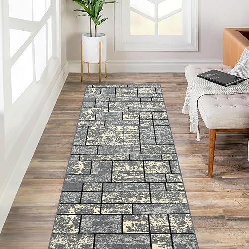 Miniatura 33 de Kapaqua Custom Size Grey Bohemian Kilim Rubber Backed Non-Slip Hallway Stair Runner Rug Carpet 31 inch Wide Choose Your Length 31in X 12ft