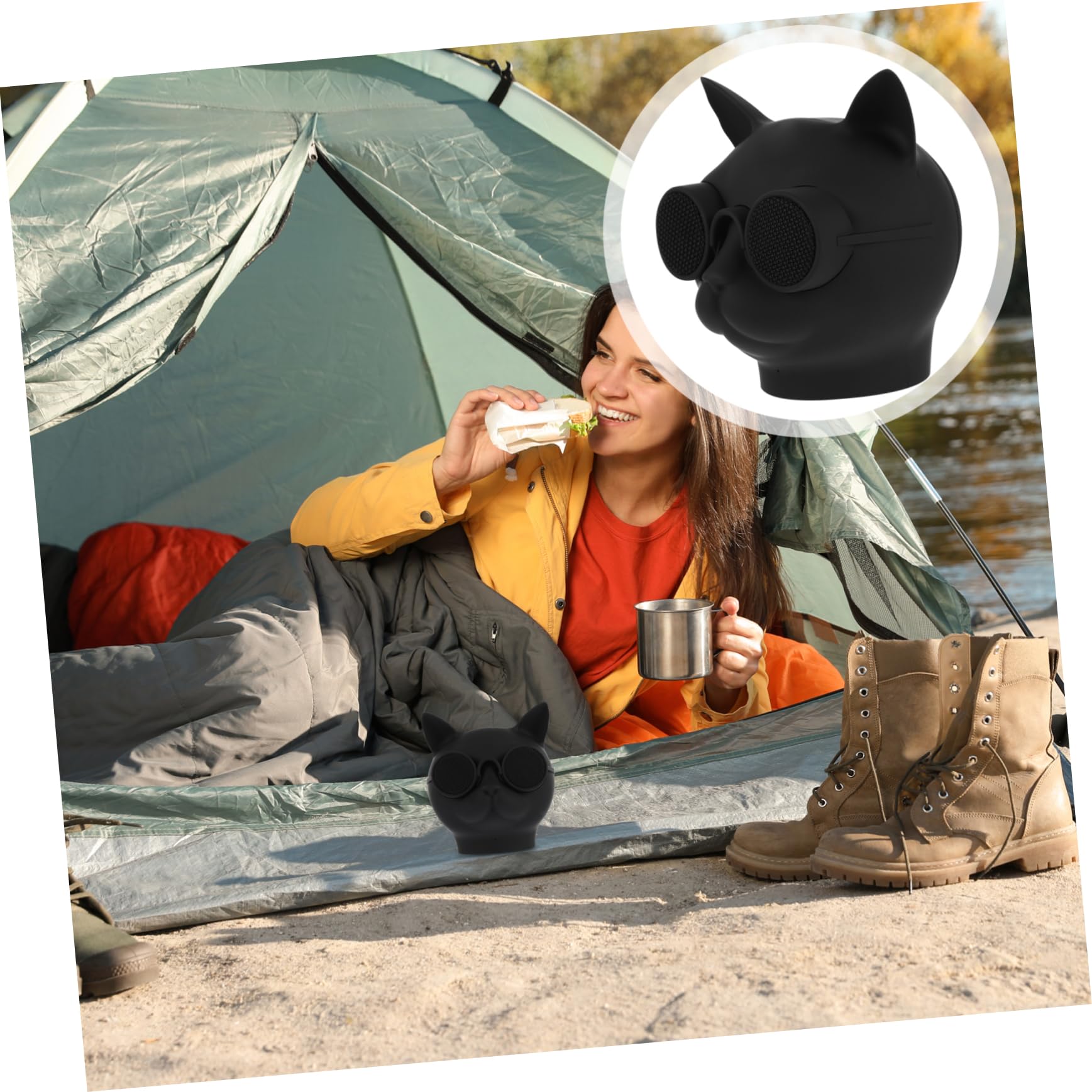 NUOBESTY Mini Haut-Parleur sans Fil Chat Pliable, Appareil Pratique pour Extérieur Et Bureau, Connexion USB Rapide, Noir, Portable pour Voyages Et Loisirs