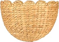 Handwoven Scalloped Wicker Wall Basket 14x11x7 - Easy Install Boho Hanging Storage for Gardens & Patios