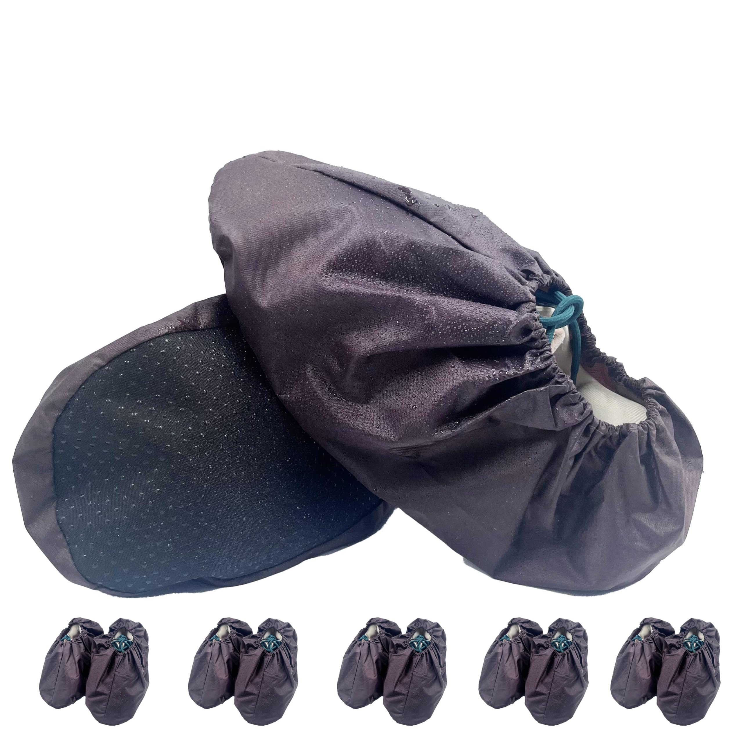 NAEE 5 Pairs Waterproof Anti slip Washable Reusable Boots Cover Indoor Shoe covers (L, Brown), Large