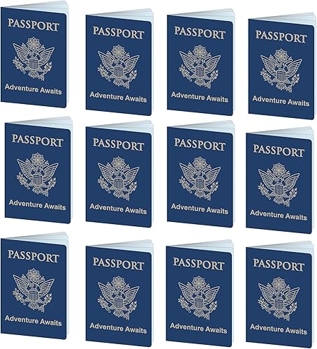 Beistle Pasaportes falsos de 12 piezas para todo el mundo, suministros de fiesta temática de viaje, fabricados en Estados Unidos desde 1900