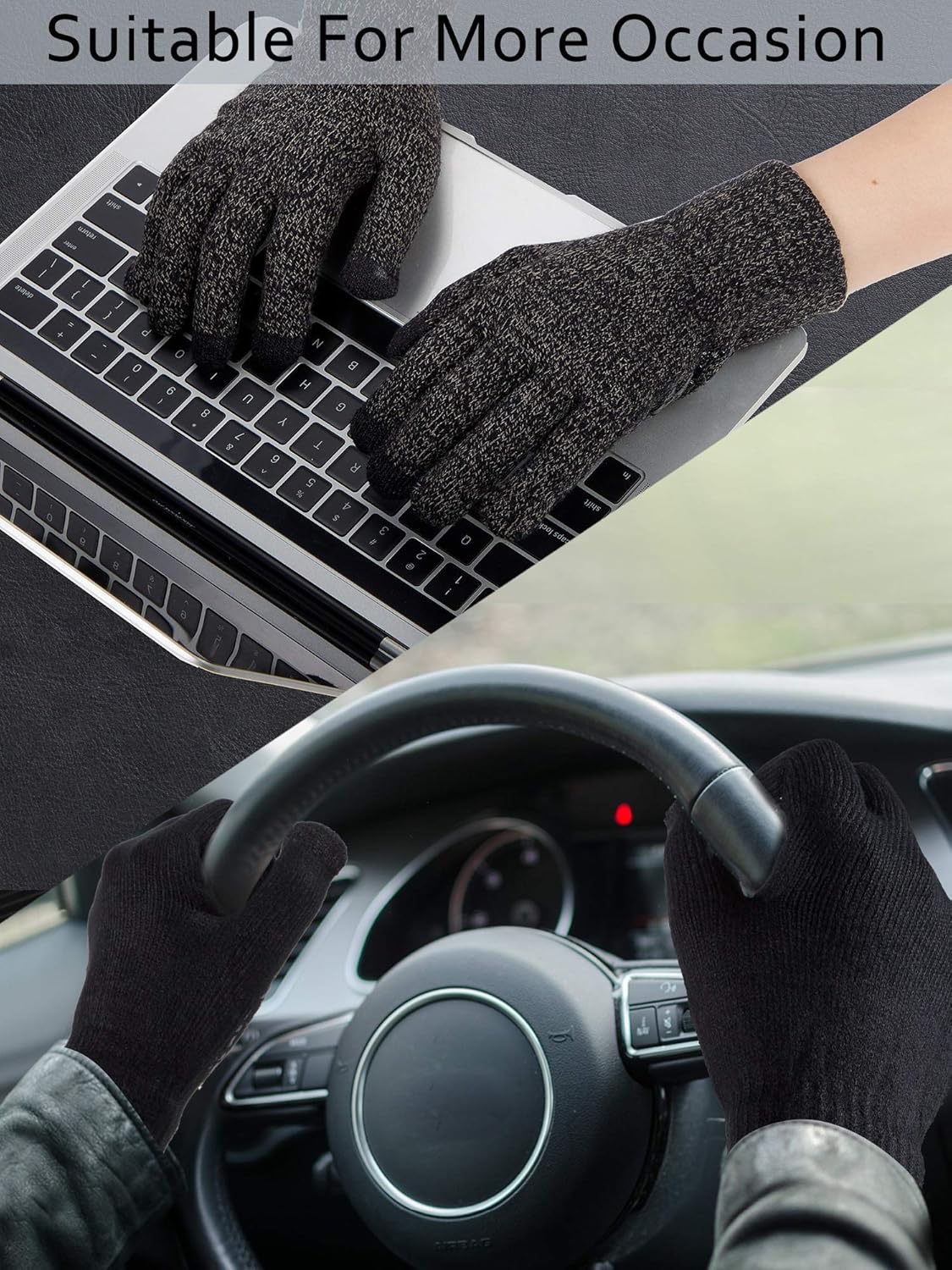 SATINIOR 4 Pairs Winter Knit Touchscreen Gloves Warm Texting Gloves Elastic Anti-slip for Adults - Image 5