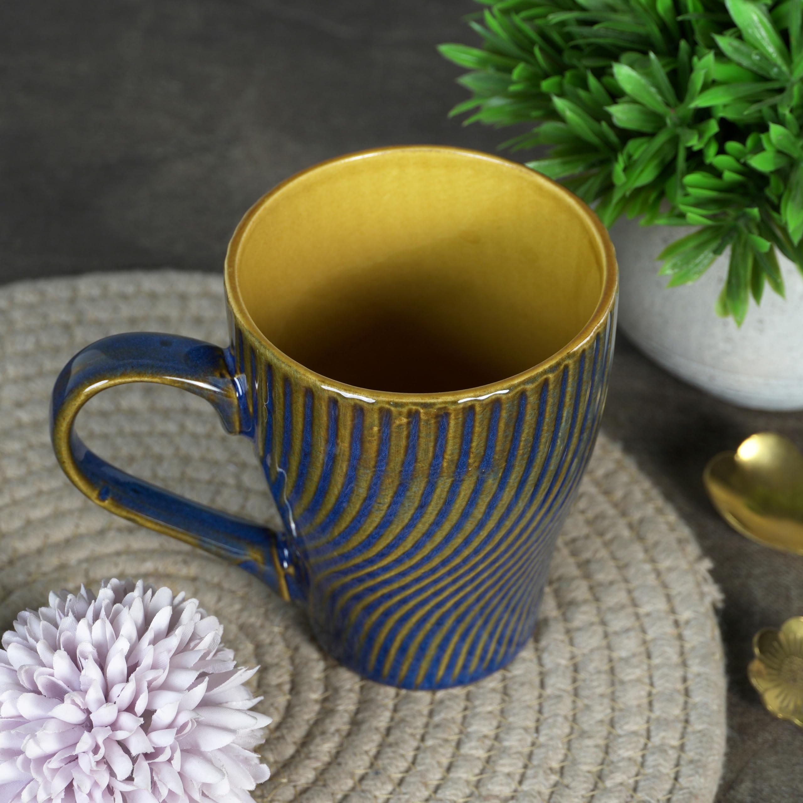CRAF10 Indigo Gold Coffee Mugs - Set of 1 -1 CRAF10 Indigo Gold Coffee Mugs - Set of 1 -1