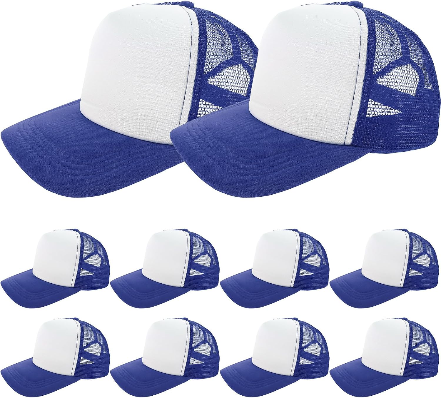 10pcs Blue Sublimation Blank Mesh Baseball Caps Heat Transfer DIY Trucker Hats for Men Outdoor Sports and Casual Wear