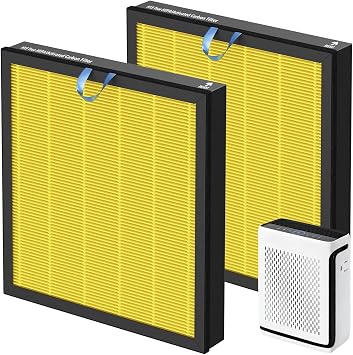 Vital 100S Pet Care Replacement Filter for LEVOIT Vital 100S Air Purifier 3 in 1 H13 Grade True HEPA Activated Carbon, Vital 100S-P Filter, Vital 100S-RF-PA LRF-V102-YUS, 2-Pack, Yellow