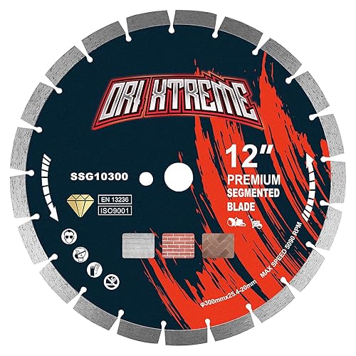 ORIXTREME Hoja de sierra de diamante de 12 pulgadas, hoja segmentada de uso general, hormigón de corte secohúmedo, mampostería, ladrillo, bloque,