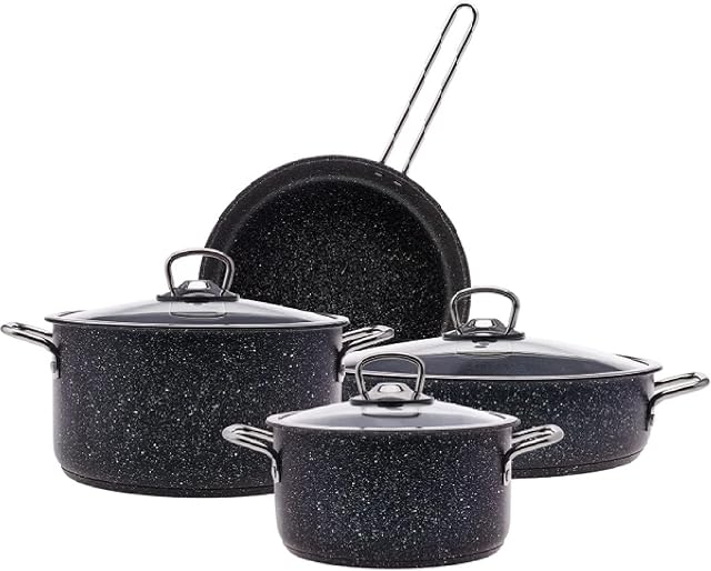 Karaca BioGranite Steel Plus Non-Stick Cookware Set, 4 Pieces, Black