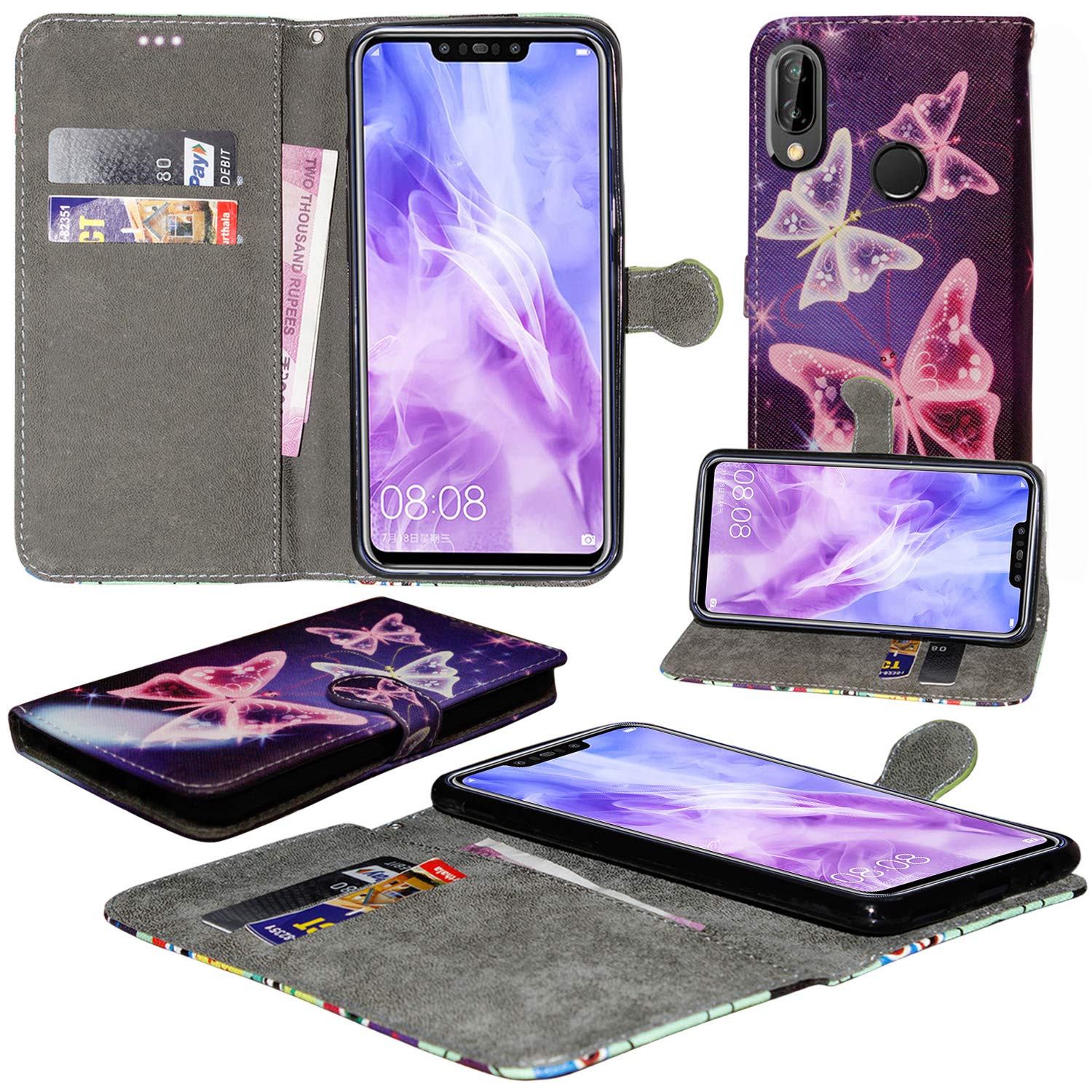 Gorilla Tech Custodia In Pelle Con Flip Magnetico Per Huawei P20 – Cover Sottile Con Porta Carte E Supporto, Nero - 2
