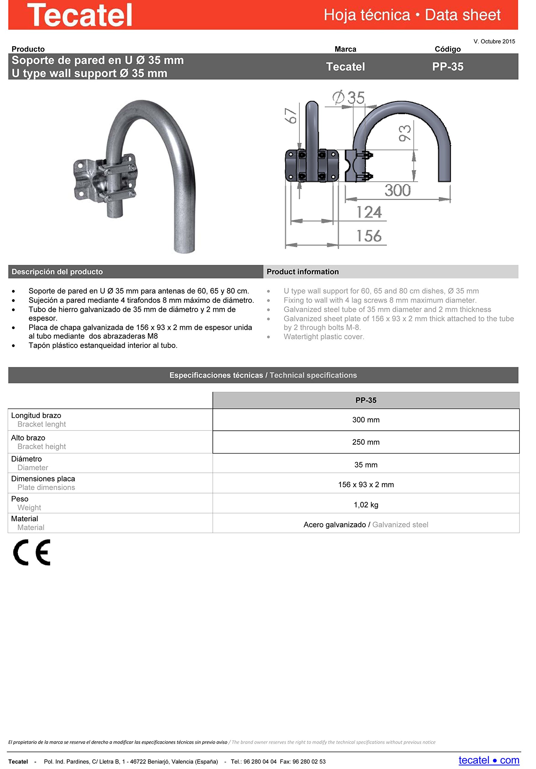 Tecatel E80C1LSCCK1-37 - Kit parabólica de 80 cm (Soporte, LNB Universal, Cable, Conectores, Grapas, Bridas y buscador), Color Blanco