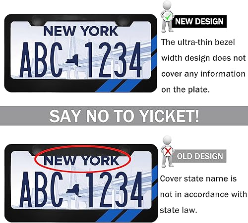 Miniatura 5 de YOSRTER 2 marcos de matrícula de aluminio para accesorios Dodge, marco de cubierta de matrícula, cubierta de matrícula mate, decoración delantera y