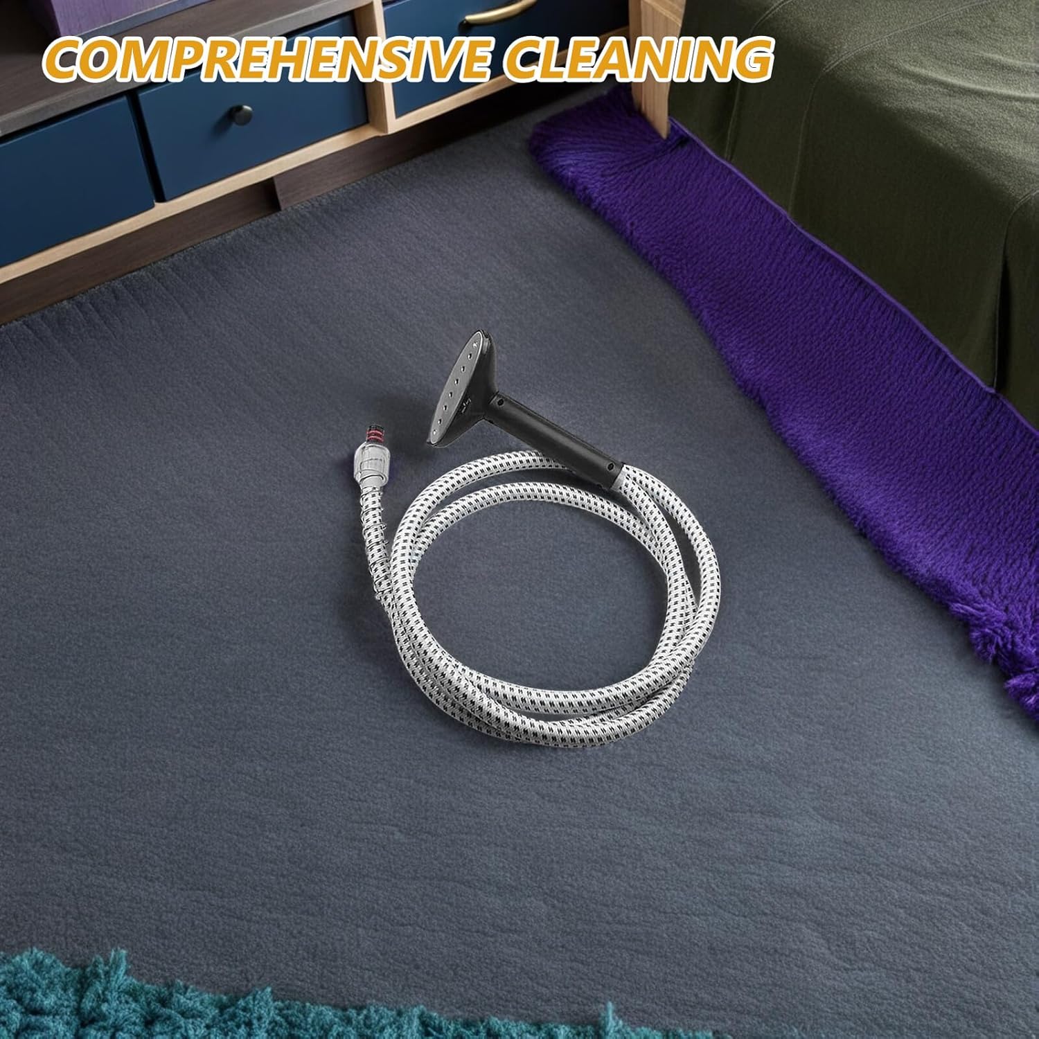 VICASKY Garment Steamer Hose and Replacement Nozzle Brush Head Accessory with Buckle, Compatible Universal Steam Pipe Part for Home Clothing Care and Daily Wrinkle Removal