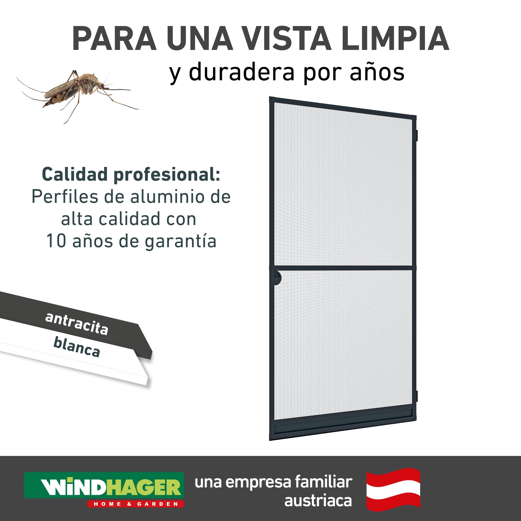 Windhager Tensor Expert, mosquitera Marco de Aluminio para Puertas, acortable Individualmente, 100 x 210 cm, Blanco, 03902