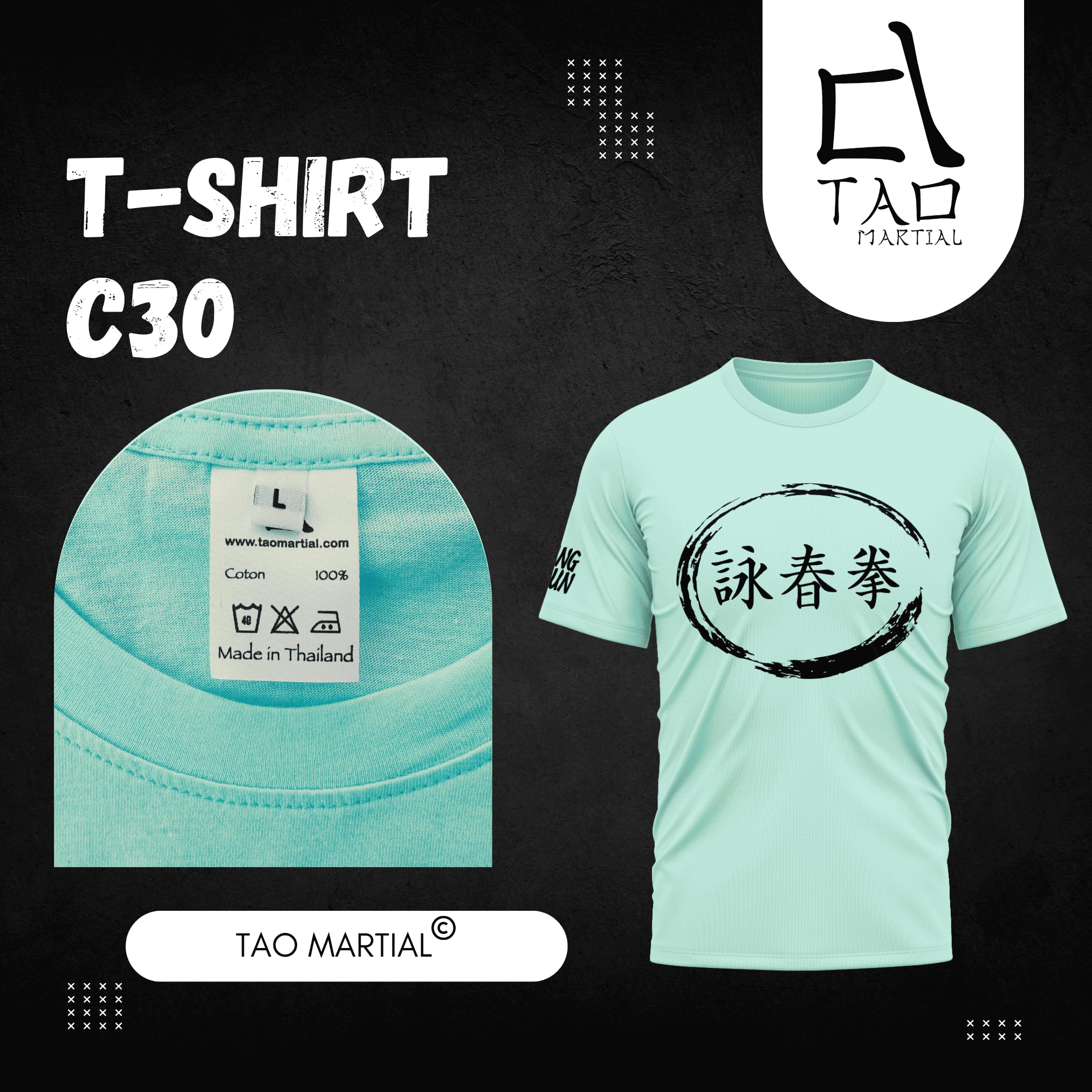 TAO MARTIAL Camiseta Wing Chun Kung Fu, camiseta 100% algodón, ligera y flexible, modelo C30, dorado, M