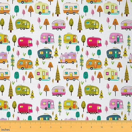 Feelyou Vintage Camper Fabric by The Yard RV Travel Trailer