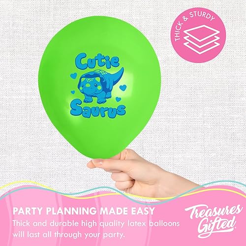 Miniatura 3 de Treasures Gifted Globo de dinosaurio para niña, paquete de 24, globos de látex de dinosaurio de 12 pulgadas, decoraciones de dinosaurio para niñas