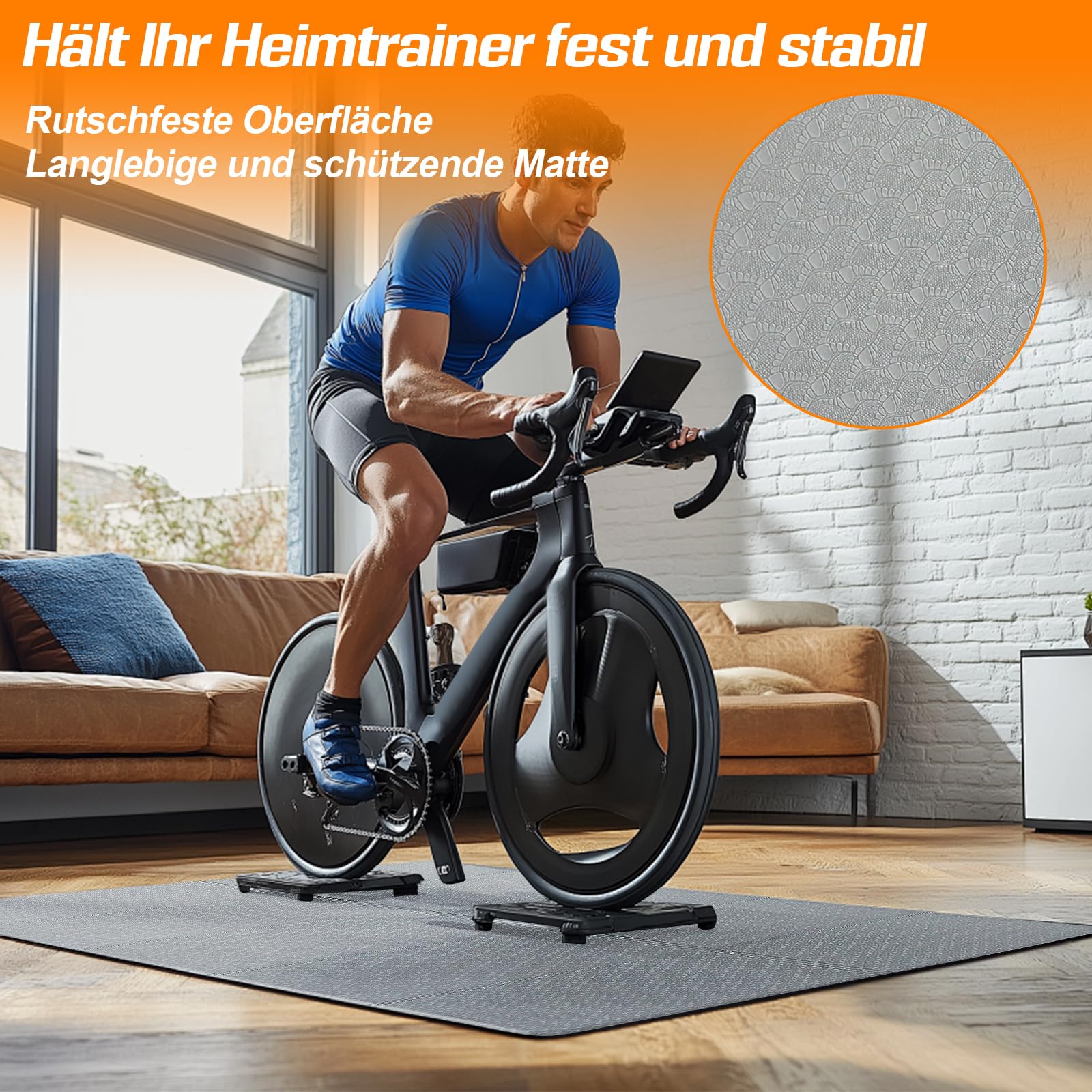 Bodenschutzmatte Fitnessgerät, Faltbare Laufband Matte 150×61 cm, 8 mm TPE Trainingsmatte rutschfest, Geruchsneutral Stoßdämpfend Wasserfest Sport Matte für Laufbänd, Ellipsentrainer (150×61×0.8cm)