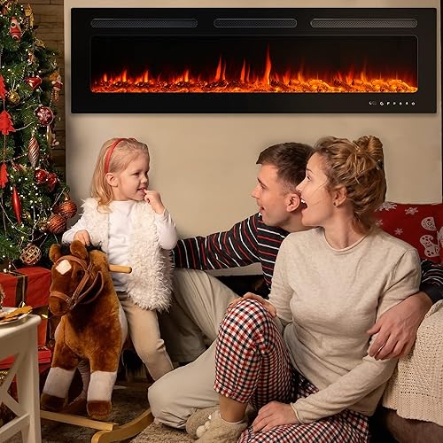 Miniatura 2 de Haddockway Chimenea eléctrica de 68 pulgadas montada en la pared y empotrada con control remoto calentador de chimenea de pared ultrafino de 7501500